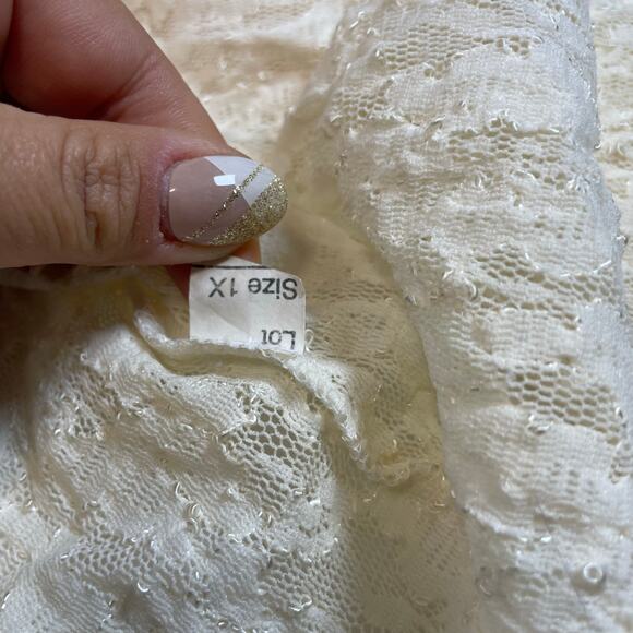 Ali & Ali Vintage Y2K Popcorn Lace Shrug Cardigan Ivory Sheer 1X Women's - Picture 5 of 7